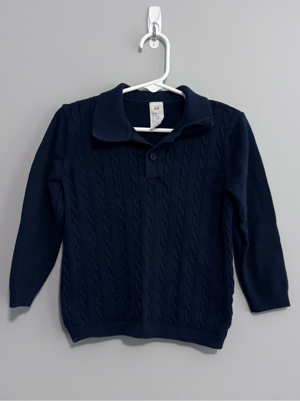 H&M Navy Cable Knit Polo Sweater